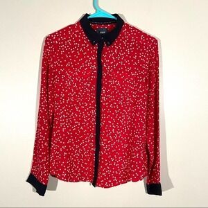 Maeve Anthropologie Polka Dot Button-Down Top